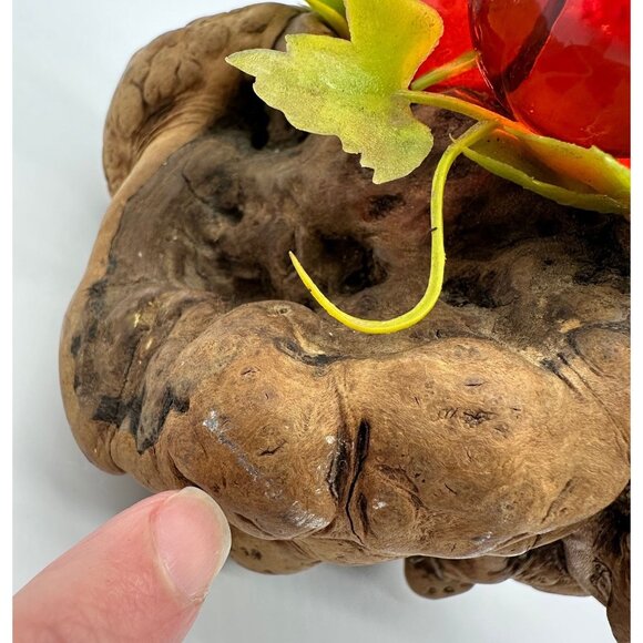 Vintage Lucite Grapes Red Burl Wood Mid Century Modern Decor Driftwood Acrylic - Picture 8 of 10